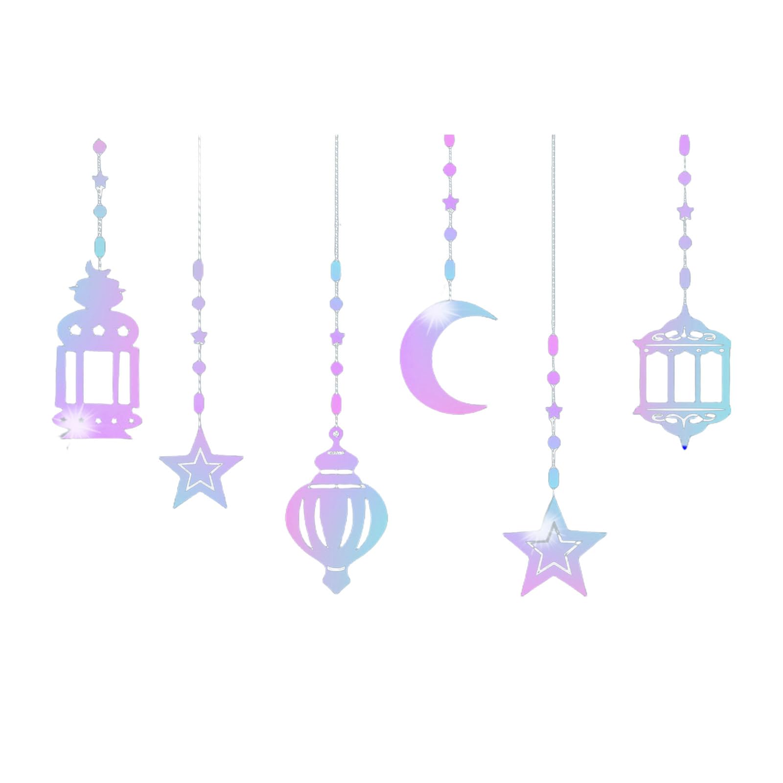 ZWWAAZHF 6Pcs Eid Ramadans Banners Decoration Star Lamp Hanging Streamers Garlands Ornaments Eid Muslims Party Supplies Muslims Festival Decors