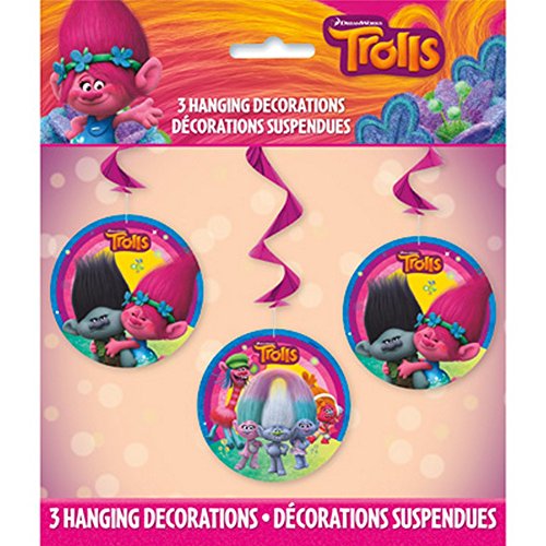 Spirales Trolls suspension plafond pour animer un goûter d'anniversaire
