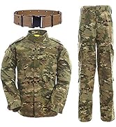Tactical Suit Men’s Camouflage Combat BDU Jacket Shirt & Trousers Uniform Camo Suit Belt CS Game ...
