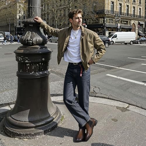 Image of Jousen Mens Chelsea Boots Leather Slip On Dress Boots