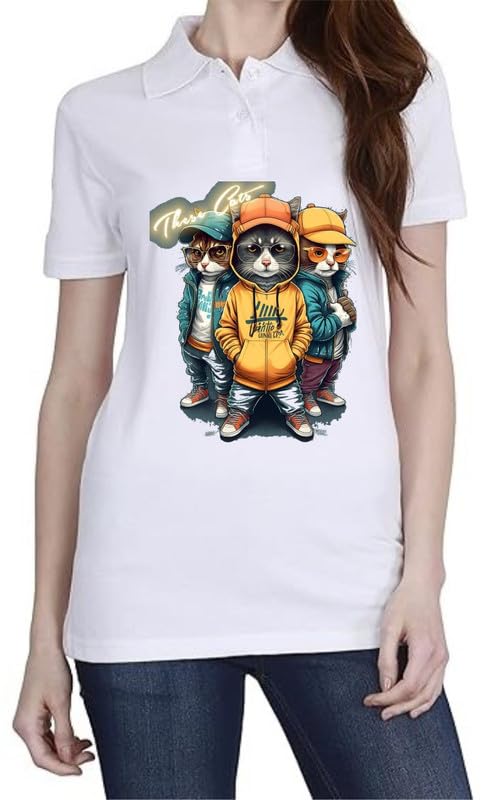 These Cats White Women Polo T-Shirt-image-48