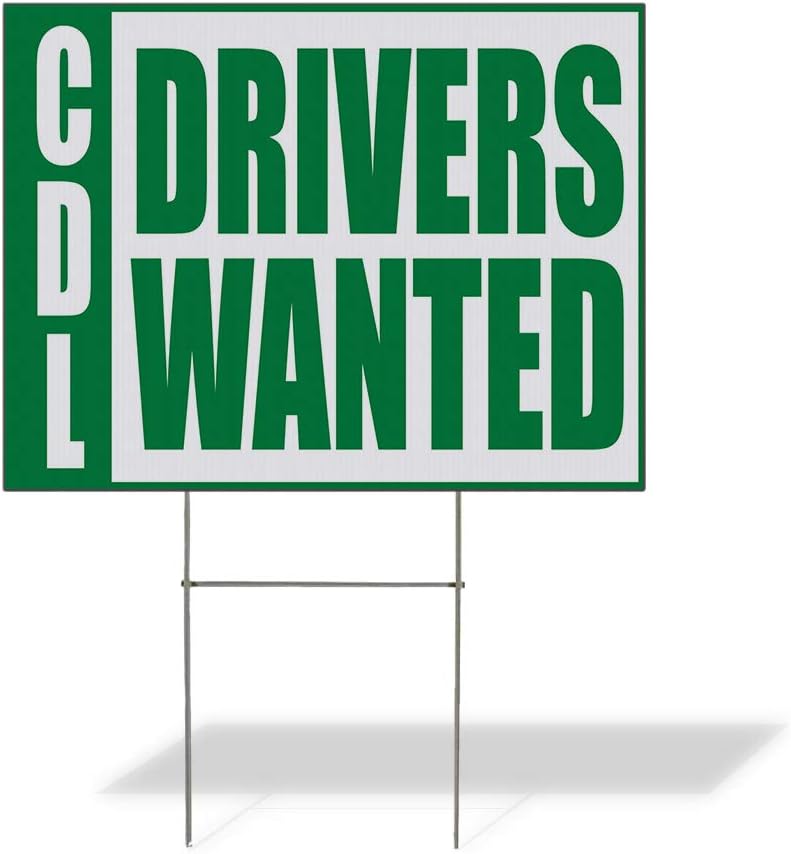 Fastasticdeals Weatherproof Yard Sign Cdl Drivers Wanted Auto Car Vehicle B White Lawn Garden Help 24x18 Inches 2 Sides Print