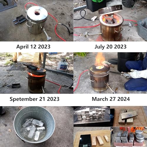 Lsmiitth F616 16Kg/35Lbs Gas Metal Melting Furnace Kit 2642°F / 1450°C Propane Forge Dual Burner (Each 100,000 Btu) Foundry Home Kiln Smelting Casting Tool Refining Recycle Brass,Gold,Silver A thumb #3