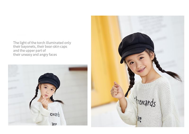 Kids-Toddler-Newsboy-Cap for Girl Winter-Octagonal-Hat - Adjustable Wool-Felt Beret-Cabbie-Caps for 2-6Years4