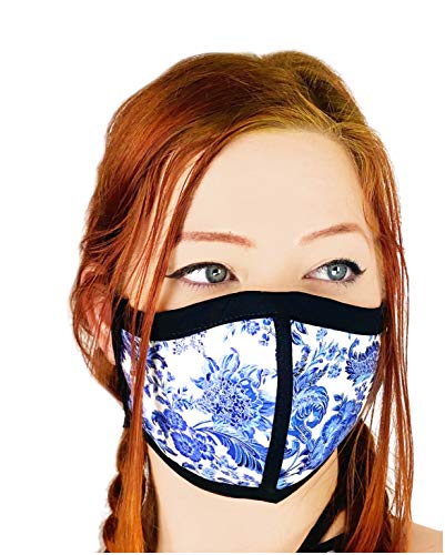 HARD EDGE DESIGN Four Layer Protective Cloth Face Mask - Ear Saver Behind The Head Elastic - Made in USA - China Flowers, New Cut