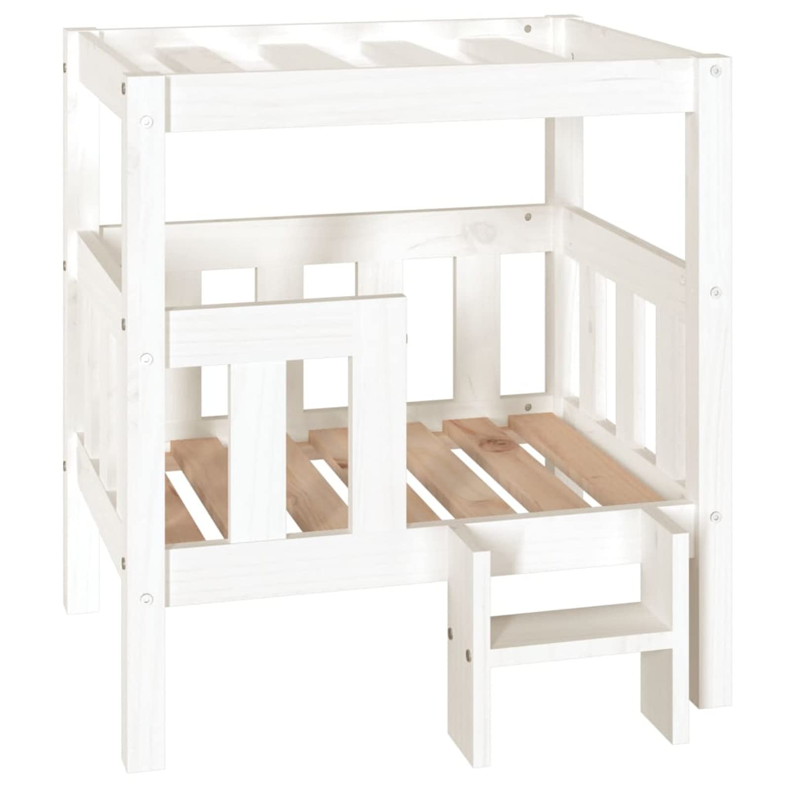 Lechnical Cuccia per Cani Bianco 65,5x43x70 cm in Legno Massello di Pino,Cuccia per Cani,Cuccia per Cani da Interno,Letto per Cani,Cuccia Letto