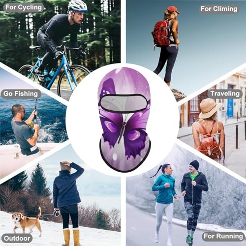 Balaclava Mask for Men Ski Mask for Women Purple Butterfly Full Face Mask Face Cover for Cycling miniatura 6