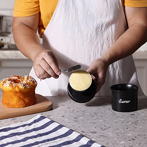 Gdcz Butter Dish With Water Line, Farmhouse Ceramics French Butter Keeper Crock With Lid, Black #TOP4