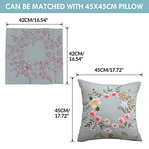 Image of AMLESO DIY Embroidery Covers Kit Cushion Cover Semi-Finished for Living Room Sewing Supplies Adults Beginners Gift, Light Blue