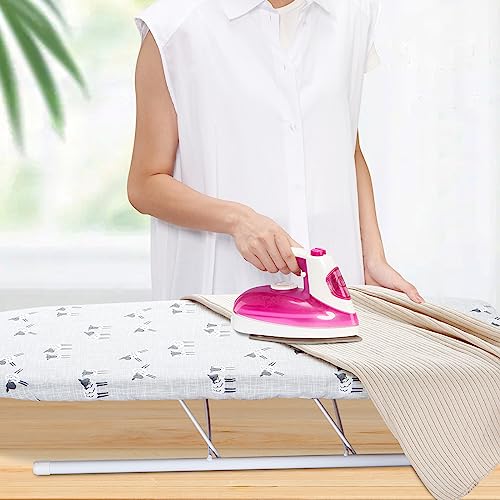 Image of Table Top Ironing Board Cover 12 x 32 inch, 3 Layers Small Iron Board Cover, Heat Reflective Thick Padding with Elasticized Edges (Gray Sheep)