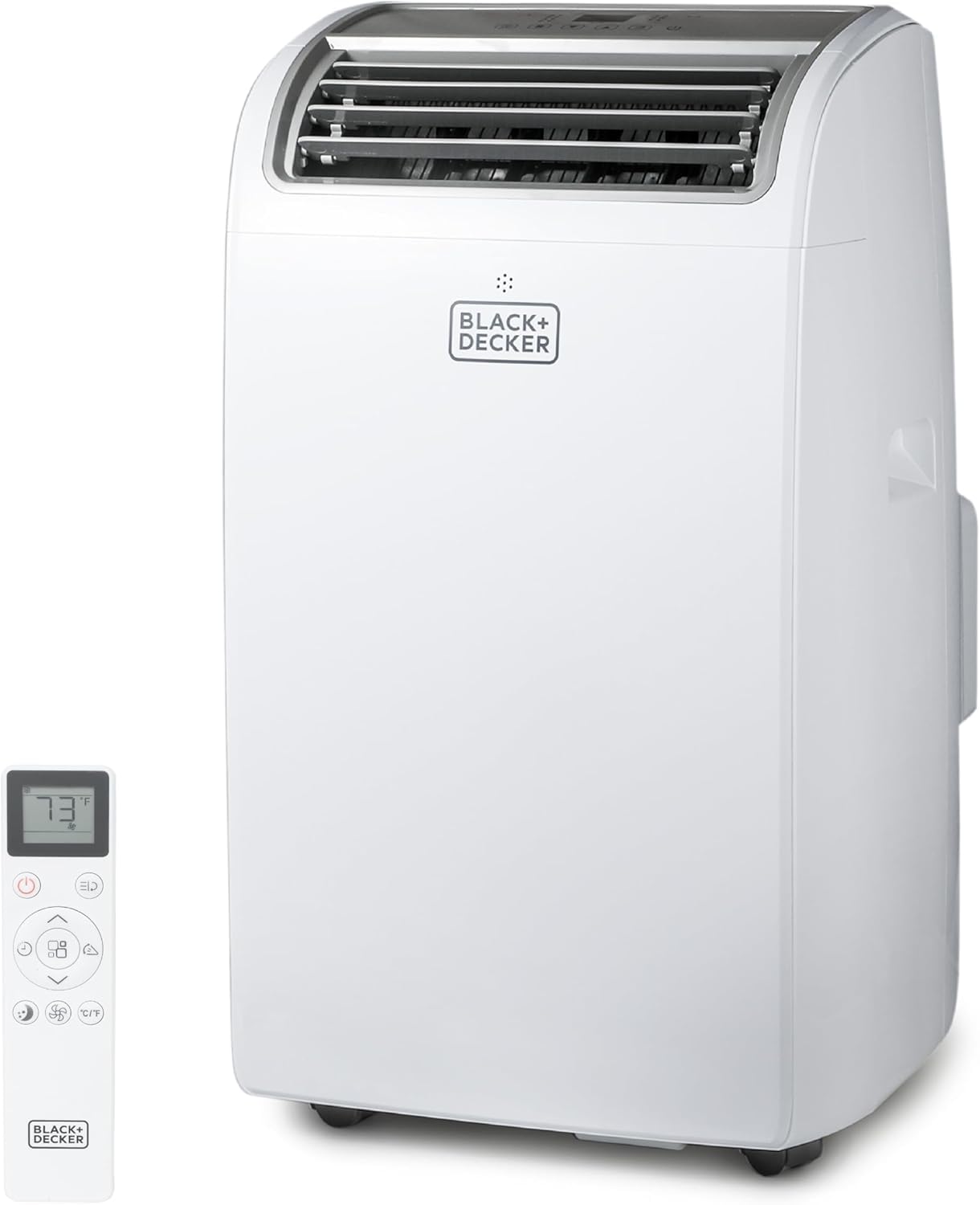 BLACK+DECKER Portable Air Conditioner with Heat, 12,000 BTU with 10,500 BTU Heating for Rooms Up To 550 Sq. Ft., Portable AC with Follow Me Remote Control, BPT08HWTB, White