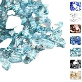 Hisencn Aqua Blue Reflective Fire Glass for Fire Pit, 1/2 Inch Glass Rocks for Outdoors and Indoors Natural or Propane Fireplaces, Fire Bowls High Luster Tempered Landscape Decoration, 10 Pounds