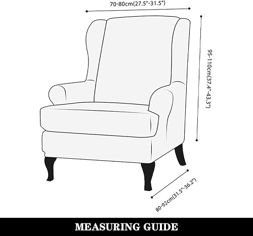 Miniatura 6 de Fundas elásticas para silla de ala, 2 piezas, fundas elásticas para silla de respaldo de ala suave, fundas para sillón de terciopelo suave con parte