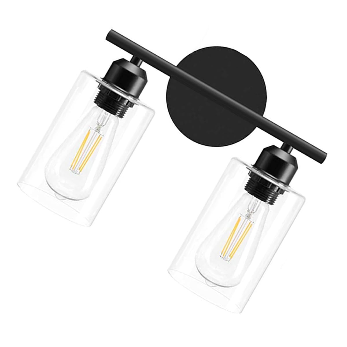 Mipcase Spiegelleuchte aus Eisen und Glas, Schwarz, Wandmontiert | Schminktisch und Bad, Dekoratives Modernes Schlichtes Design, ohne Leuchtmittel
