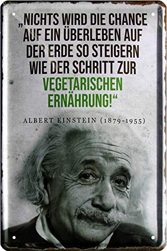 Blech Albert Einstein – Paso a la vegetarischen Nutrición 20 x 30 cm Cartel de Chapa 759