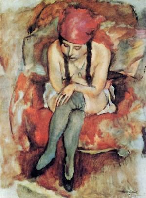 Peinture à l'huile Jules Pascin Claudine Resting 1913 pour habiller un mur vide