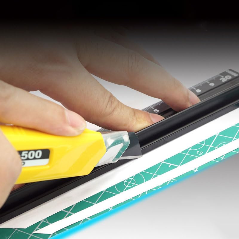 Miniatura 5 de Regla de aleación de aluminio con deflector protege las tiras antideslizantes, regla de medida de 203017.7 in en milímetros regla de corte recto
