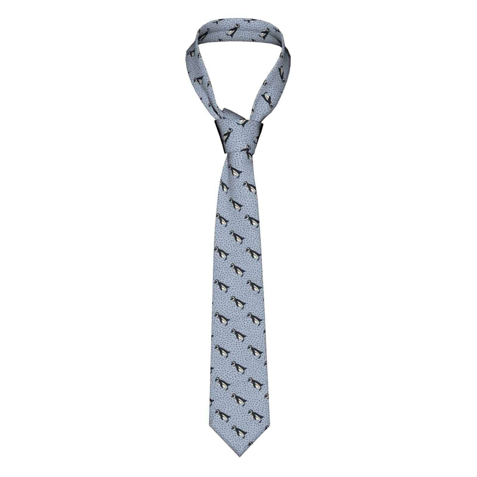 Oudrspo Cute Penguin Animal Pattern Ties for Men Business Wedding Party Suit Fashion Neck Ties Funny Neckties