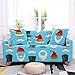Sofa 3 Sitzer,Sofabezüge Für 2 Kissen Couch,Couch Schonbezüge Cartoon Zylinder Weihnachtsmann Druck Blau Stretch Sofabezüge Mit 2 Dekokissenbezug Sessel Loveseat Schutz Für Wohnzimmer Haustierf