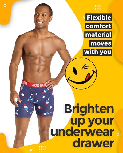 JOE BOXER Mens Boxer Briefs 4-Pack, Comfy and Breathable Spandex-Cotton Boxer Briefs, Mens Underwear Cotton Stretch4