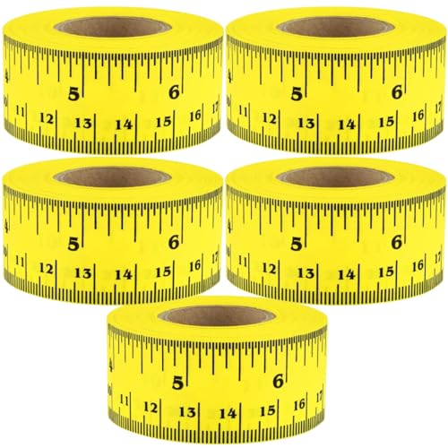 Cinta Métrica Adhesiva 1 Pulgada x12 in Amarilla Pack 5