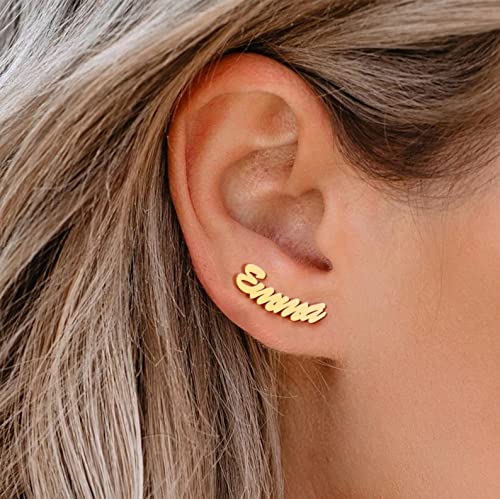 PicturesOnGold.com Custom Personalized Name Earrings - Solid Gold/Sterling Silver - Amazing Gift for Women - Made in The USA4
