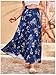 MakeMeChic Women's Maternity Skirt Floral High Waist Elastic Ruffle Flowy Long Skirt Maxi Boho Skirts Blue Small