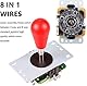 Fosiya 2 Spieler Arcade Joystick Buttons Kit Ellipse Oval Stil 8 Wege Bat Joystick + 20 x LED Arcade Buttons für 2 Spieler Video-Spiele-Controller Alle Windows-PC MAME Raspberry Pi 3 4 Rot & blau