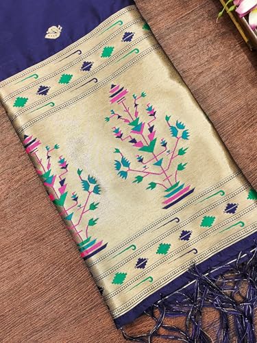 Image of DEVANGI Women's Woven Paithani Banarasi Silk Dupatta /Chunni For Women, Floral Print 1 Meter Wide and 2.3 Meter Length Printed Designer Dupatta /Chunni For Girls