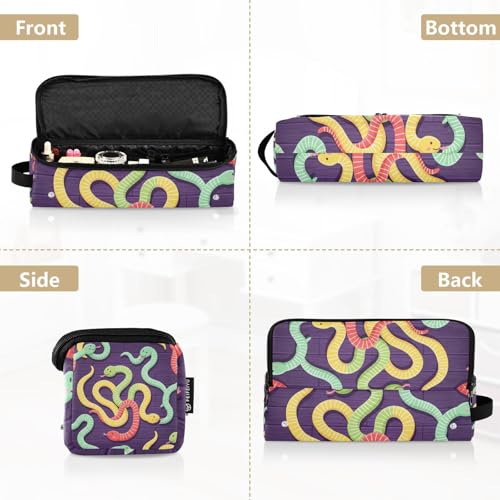 Bolsa de viaje para herramientas de cabello para mujer con tapete resistente al calor removible, soporte para rizadores, planchas y accesorios de cuidado capilar, diseño de serpiente caricatura miniatura 5