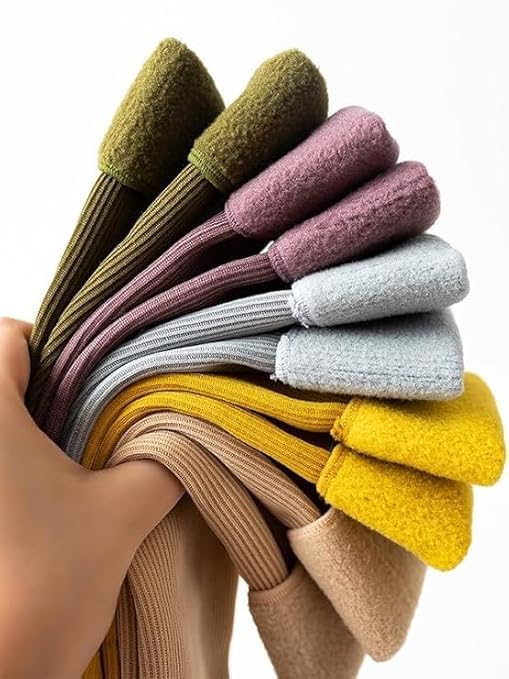hav creation Winter Thermal Socks - 2 Pairs Thumb Toe Design | Lightweight Ribbed Warm Socks for Men & Women | Velvet Snow Woolen Socks for Extreme Cold Weather | Free Size Solid Color Winter Socks-picture-16