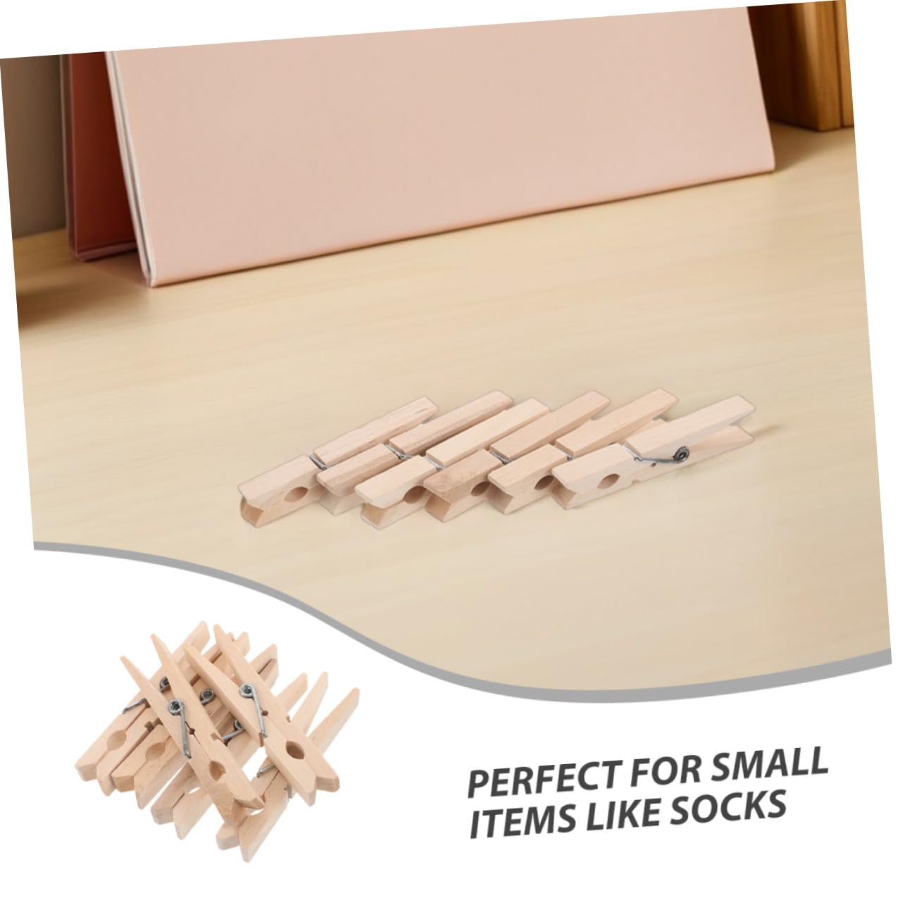 INOOMP 70 Piezas Pinzas de Madera para Ropa Unidades Diseño Antideslizante y Resistente al Viento Clips sin Pintar para Colgar Fotos Manualidades y Secado Seguro Exteriores