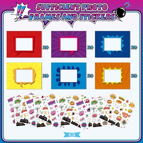 Pajean JB-240403-C 24 Sets Hero Theme Diy Crafts Kit Hero Birthday Picture Frames Hero Party Stickers Theme Hero Photo Frames Decor thumb #2