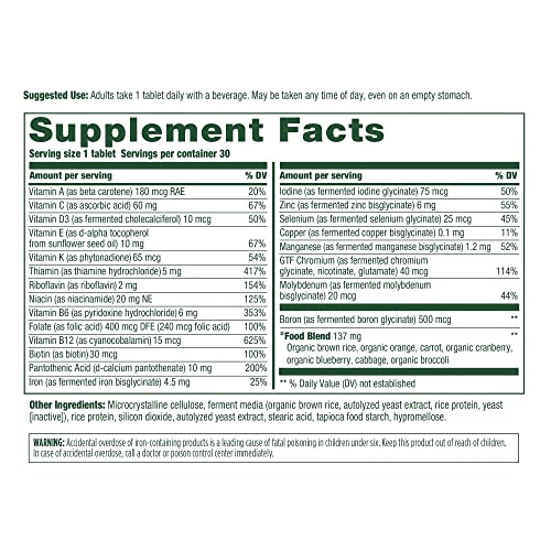 MegaFood-One-Daily-Supports-Overall-Health-Multivitamin-with-B-Vitamins-and-Food-Blend-Gluten-Free-Vegetarian-and-Made-without-Dairy-30-Tabs