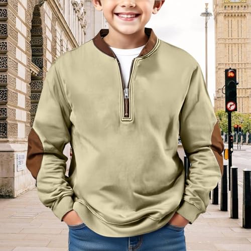 Kids Boys Half Zip Hoodie Plain Sweatshirt Lightweight Fall Winter Outdoor Jacket Long Sleeve School Pullover Clothes3