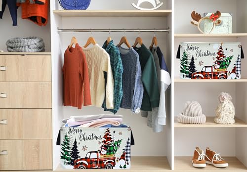 Image of Christmas Basket Box Hamper Storage Basket Collapsible Organizer Bin Gift Shelf Baskets for Home and Kitchen Storage