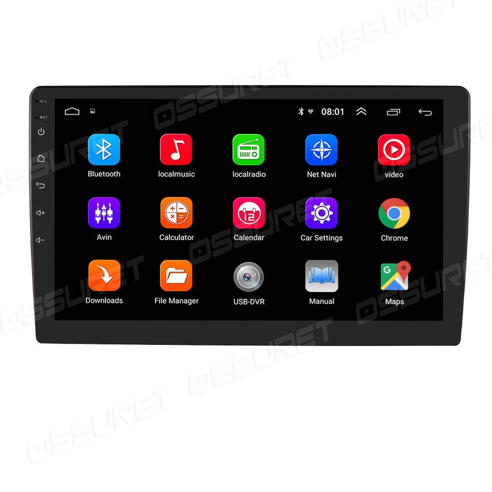 OssuretUniversal Stereo for Suitable Size Android 10 Auto Audio Head Unit 10.1 Inch 2GB RAM 32GB ROM GPS Navigation Car Stereo 1080P Video Bluetooth Mirrorlink DSP
