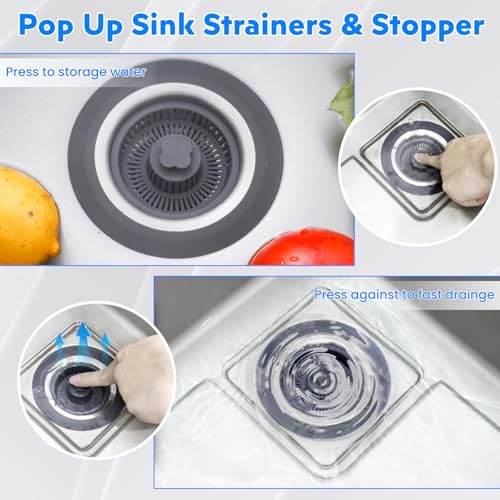 Colador para fregadero de cocina 3 en 1 de acero inoxidable miniatura 2