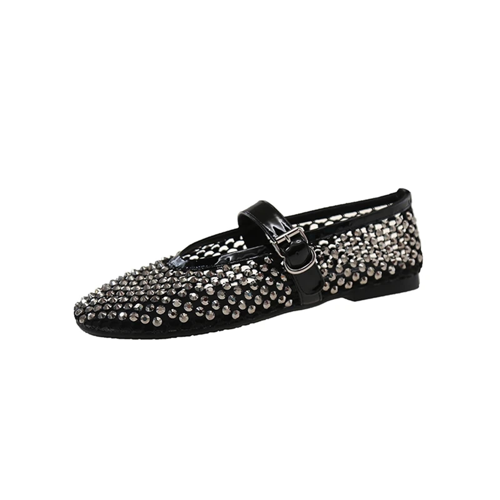 Ballerine a Rete con Strass di Cristallo, Scarpe da Donna Rivetti e, Estate, Taglia Comoda 40 per Donna