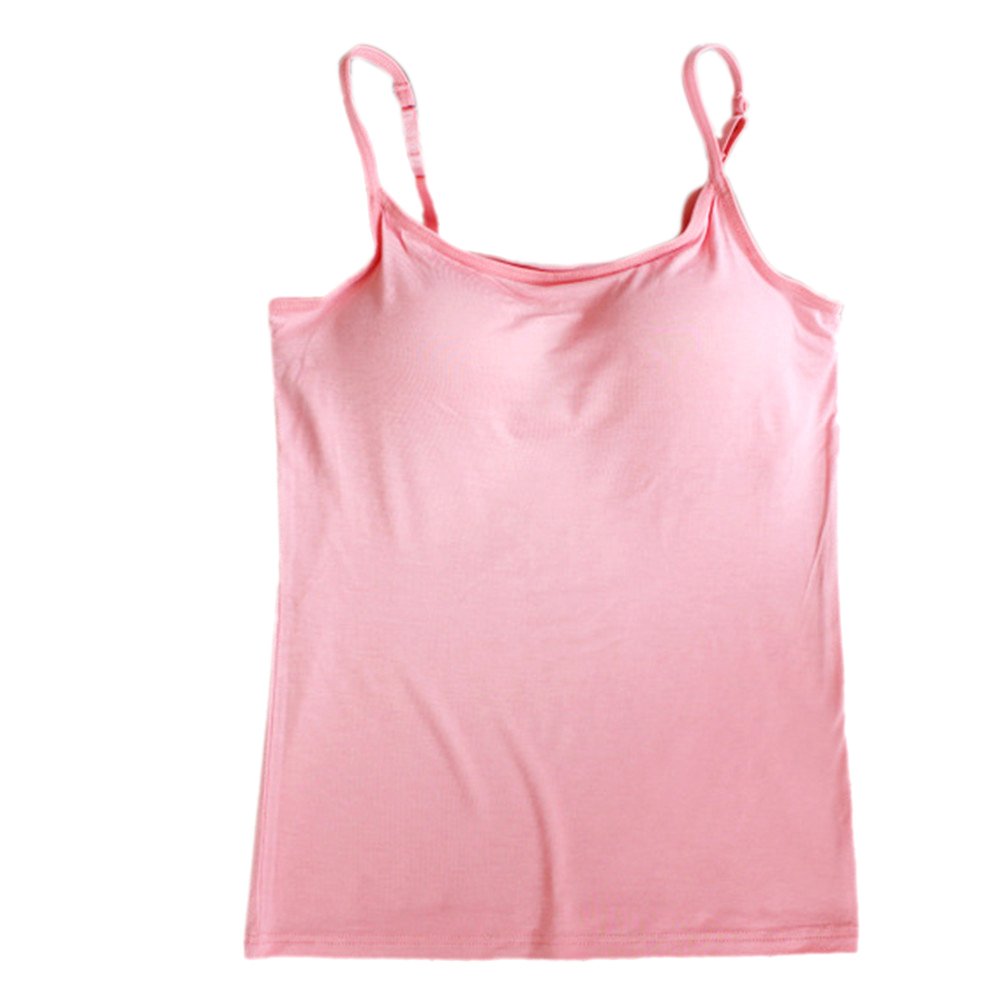 BIFINI Women's Adjustable Padded Bra Camisole Top Sleeveless T-Shirt, Colors Pink