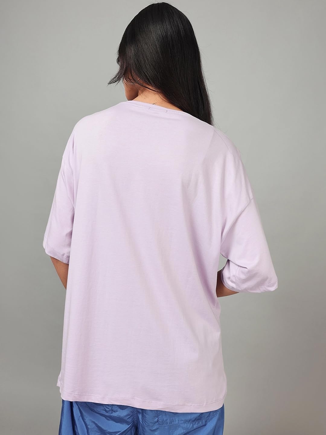 Bewakoof Confezione da 2 magliette da donna con stampa grafica oversize a mezza manica girocollo in puro cotone