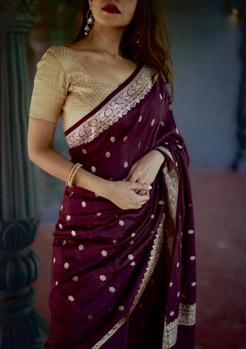 Image of Flosive Women's Cotton Saree With Blouse Piece