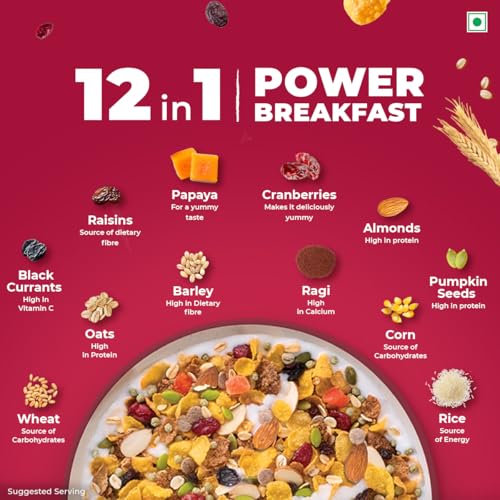 Image of Kellogg's Muesli Fruit Nut & Seeds | 12 In 1 Power Breakfast | No Maida No Palm Oil | India's No 1 Muesli | 240g (Pack of 3)