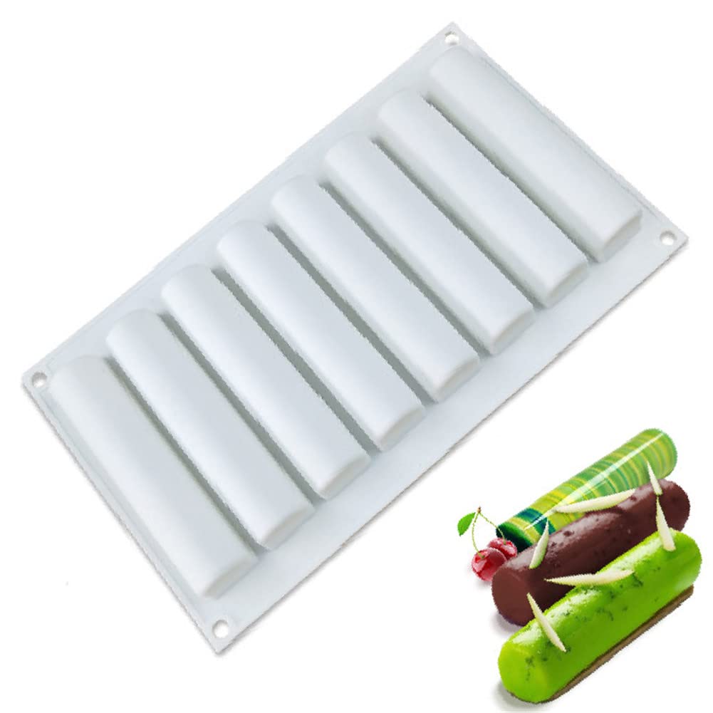 DUBENS Baking Mould for Cake Rolls, Chocolate Mould, Silicone Baking Moulds for Baking, 3D Cylinder Baking Mould for Sweets, Pastry, Dessert, DIY Soap Mould, Loaf Mould (Long)