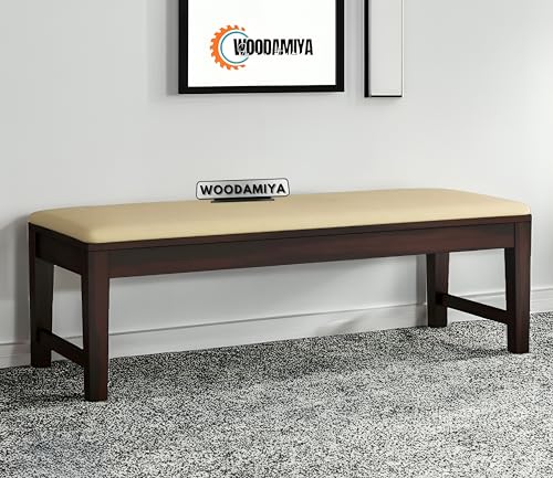Image of WOODAMIYAWooden Seating Bench for Home & Office, Multipurpose Seating Bench for Daining Table /Indoor and Outdoor /Balcouny, Bench with Cushion, 54x14x17.5 Inch, Walnut Finish