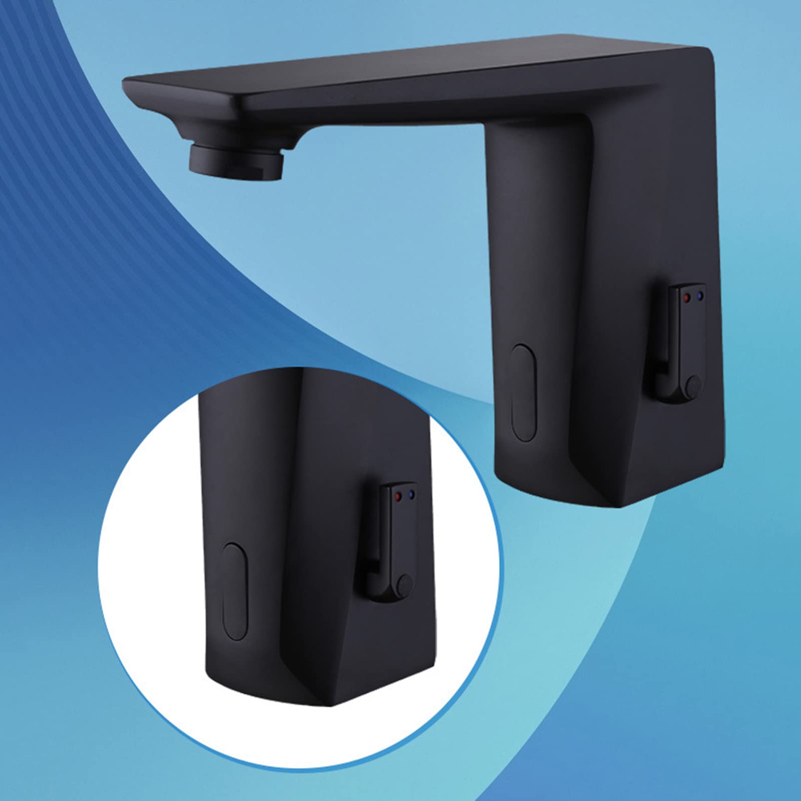 XJTNLB Grifo Baño Sensor Automatico Grifería Lavabos, Grifo de Lavabo Automático con Sensor Infrarrojo Negro