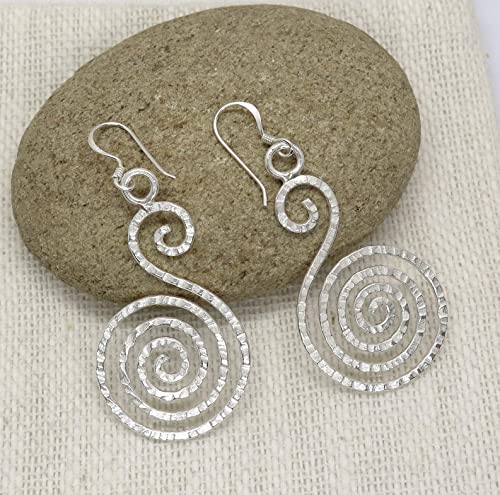 Sterling Silver Handmade Hammered Shinny White Spiral Earrings Silver S-Shape Spirals3