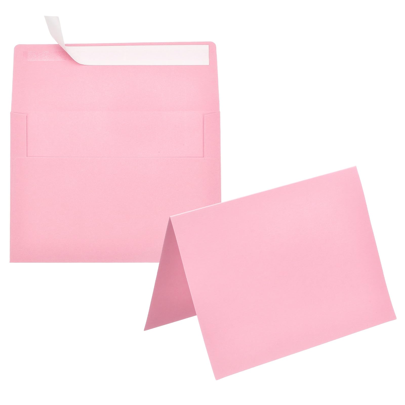 PATIKIL 50Pack Pink 4x6 Envelopes with Cards, Self Seal A6 Envelopes with Folded Cardstock for Greeting Cards Wedding Greeting Birthday Invitations Letter Mailing