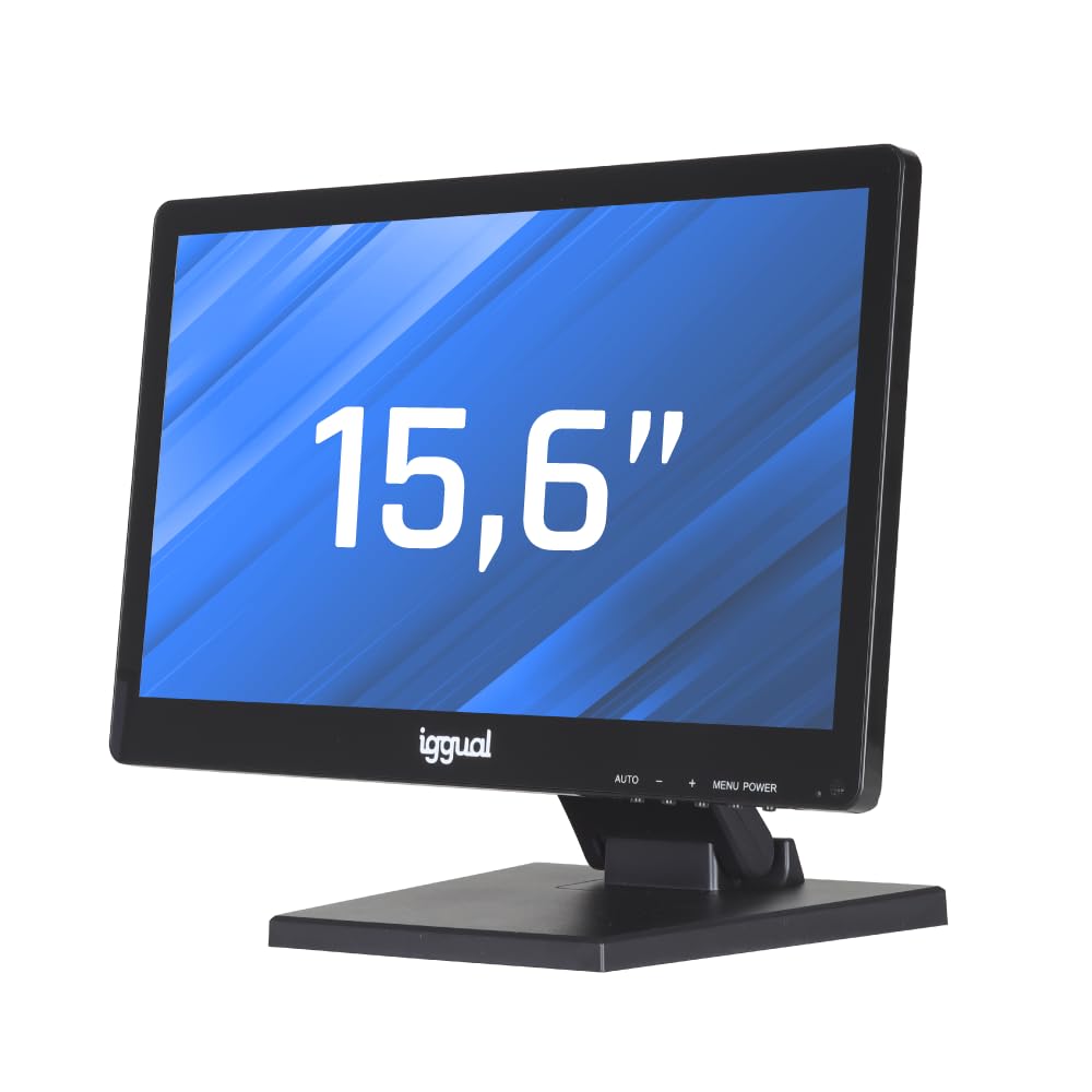 iggual Monitor Táctil Capacitivo HD+ -​Panel TN de 15,​6"- LCD-​LED - (16:​9) -​Protección IP63 -​Conexiones USB-​A+​VGA+​HDMI. - Windows, Raspberry Pi, Android y Linux - Uso Recomendado: TPV. (MTL15PX)