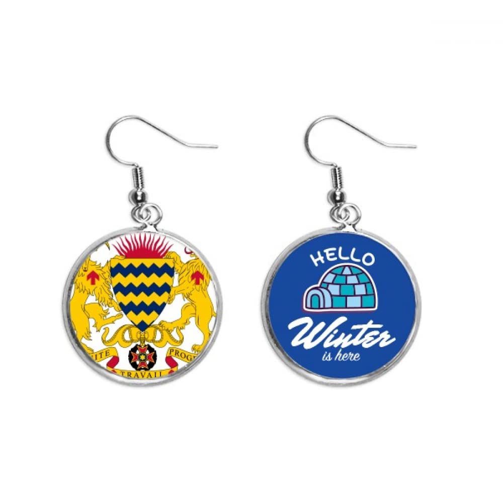 Pendientes de Chad con emblema nacional en forma de gota de invierno 5